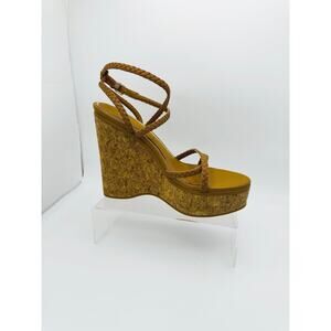 PAIGE cognac Hazel Ankle Strap Platform Wedge Sandal (Women) size 8.5